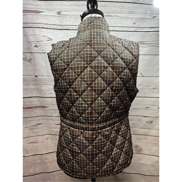St. John's Bay small brown and red plaid zip up puffy vest (#1857) - Picture 2 of 5